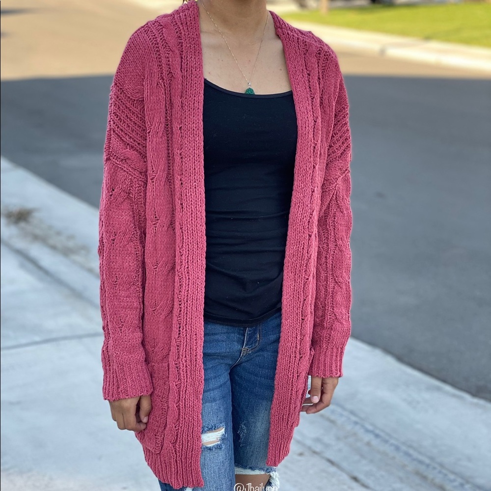 Rust chunky knit cardigan - Picture 5 of 7